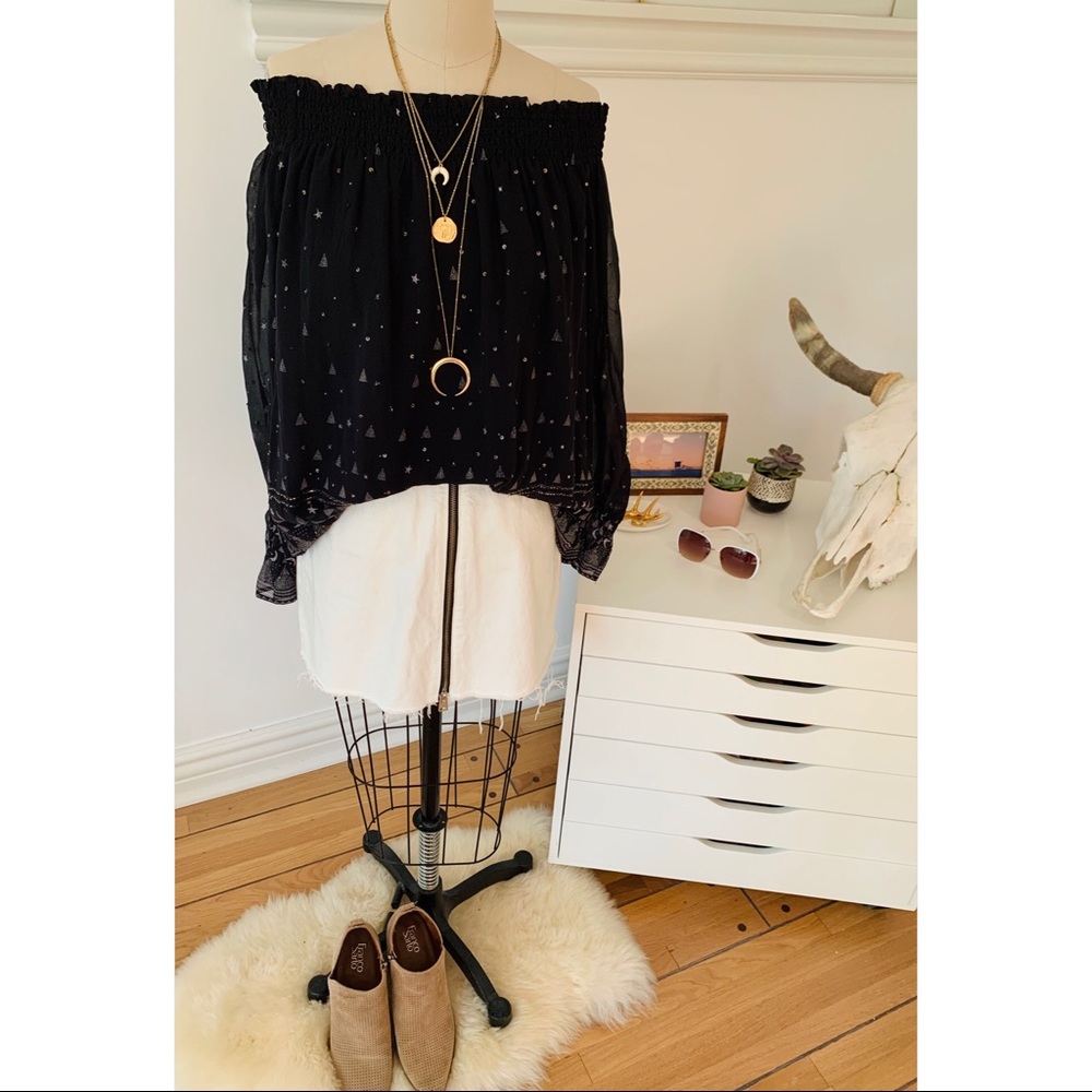 Joie Off Shoulder Embellished Silk Top